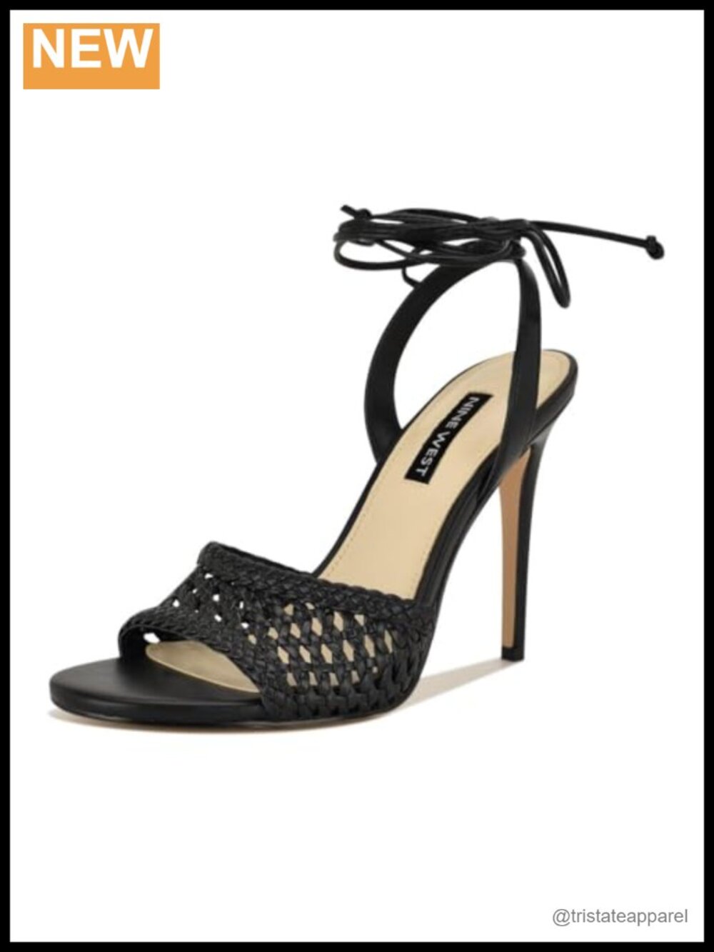 Nine West Merta Faux Leather Stiletto Heeled Sandals Round Toe Slip On